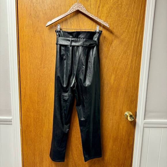 Commando Faux Leather Paperbag Tie Waist Tapered Leg Pants Black Small S - Picture 13 of 14